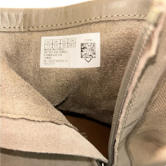 Toms Evie Floral Embroidered Suede Canvas Block Heel Boot Taupe Women's Size 7.5 - Picture 5 of 13